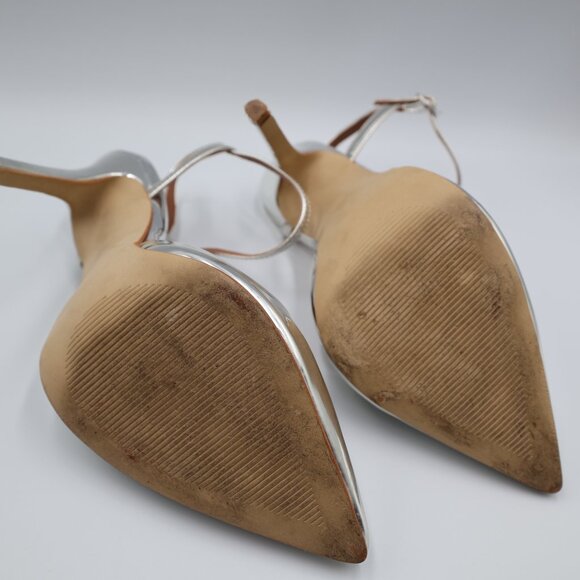 Steve Madden Pizzel Ankle Strap Stiletto Women's Size 8.5 Silver Chrome - Picture 5 of 9